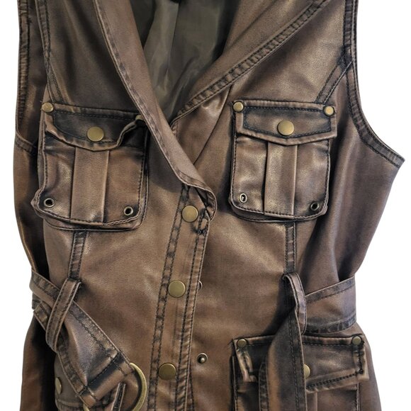 LAST KISS | Brown Wood Vintage Vest Jacket - Picture 3 of 10